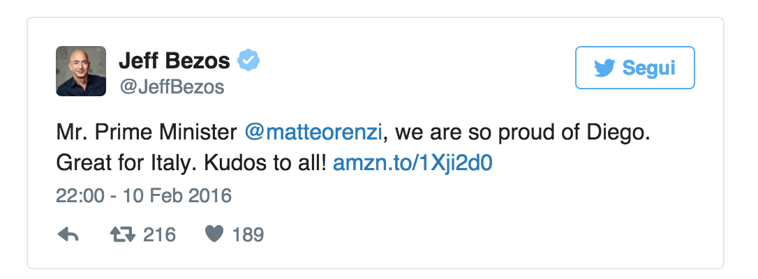 Jeff Bezos Renzi Piacentini tweet