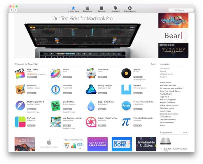 Touch Bar Mac App Store