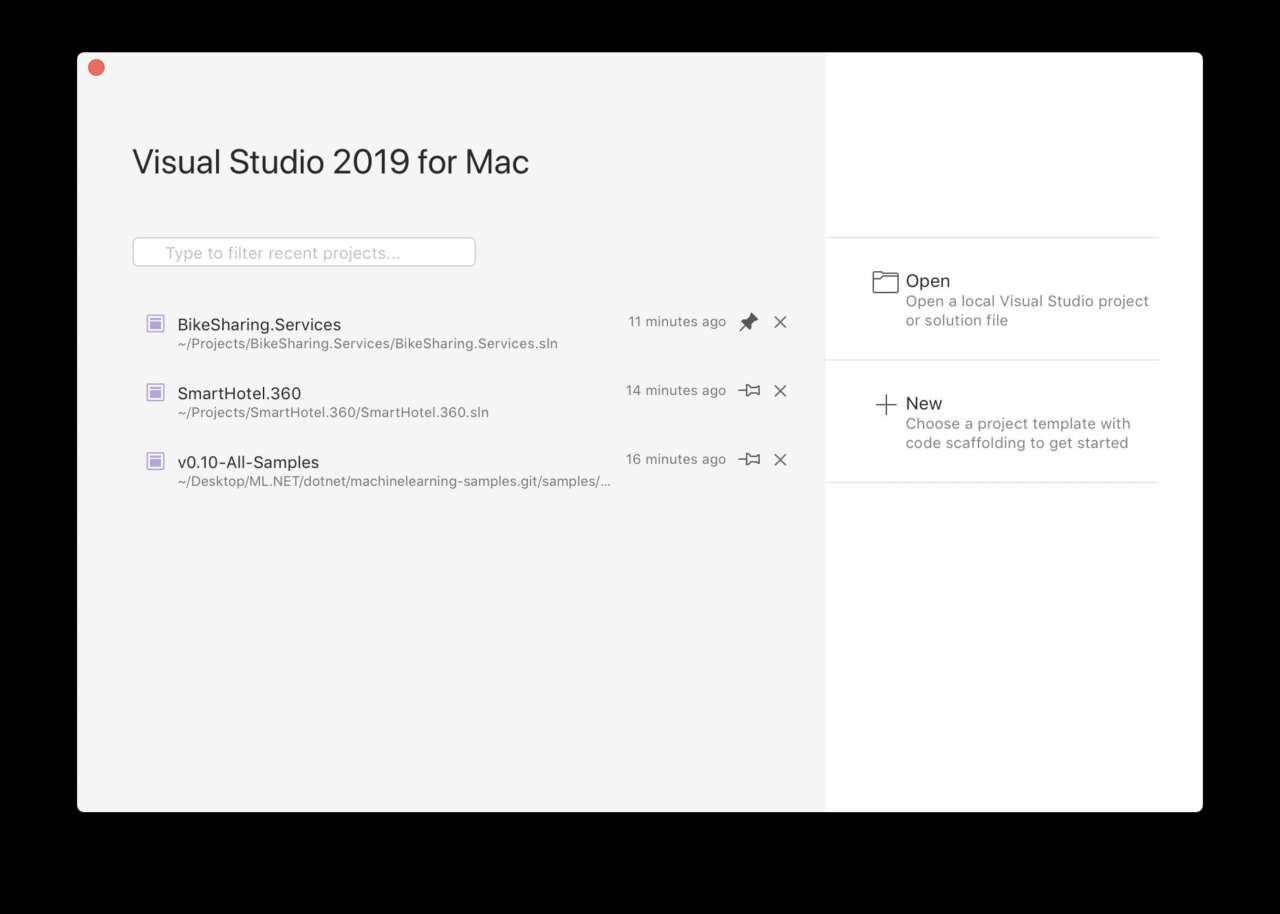 Visual Studio 2019 per Mac