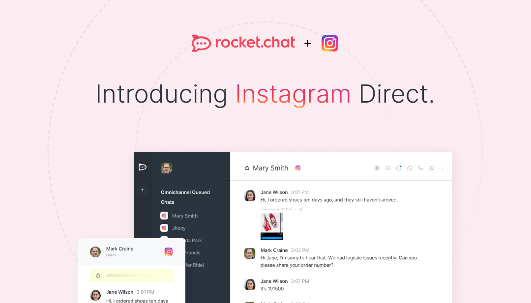 Conversational commerce Rocket.Chat Instagram