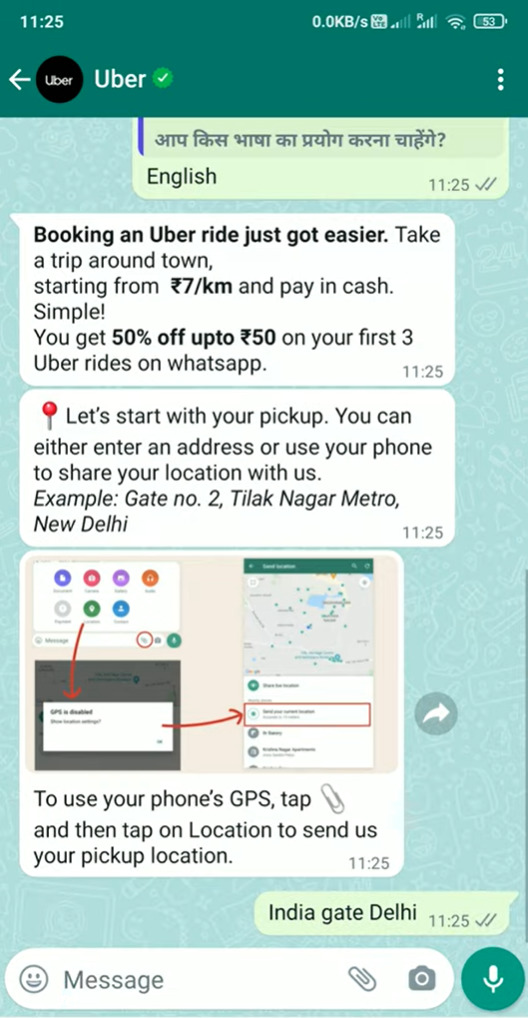 WhatsApp Infobip Uber