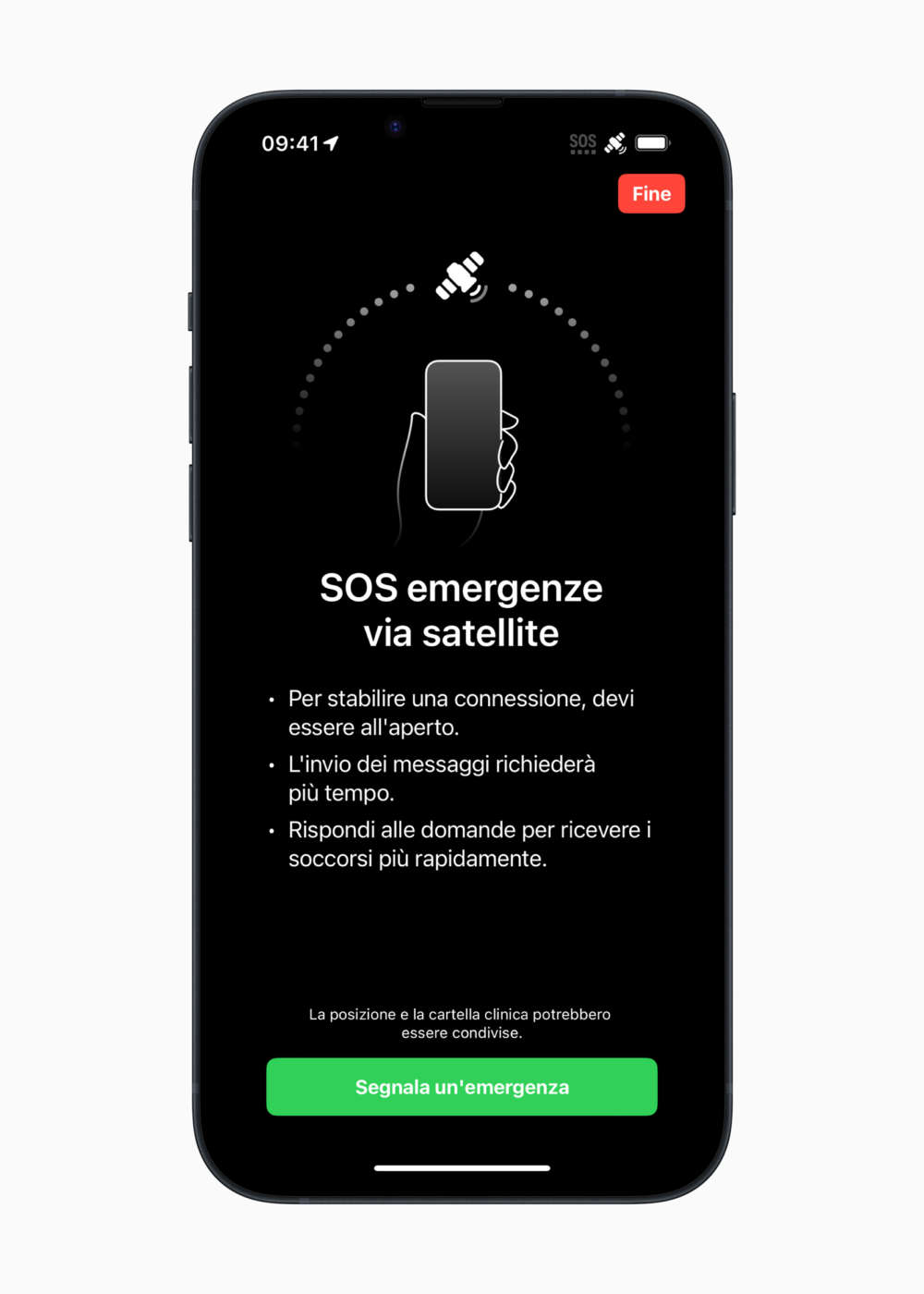 Apple SOS emergenze via satellite su iPhone 14