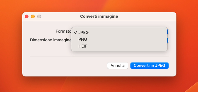 convertire immagine Mac