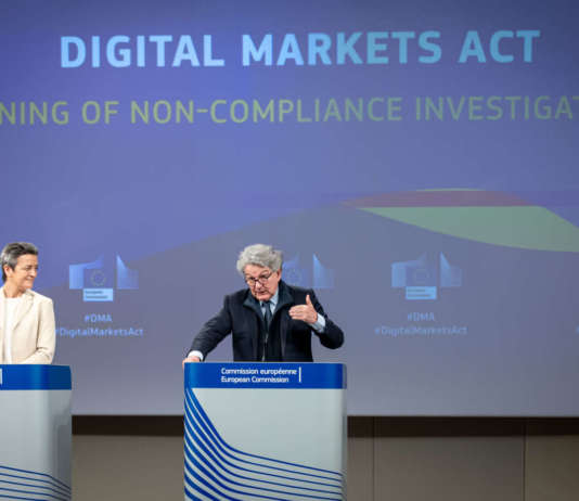 Margrethe Vestager, on the left, and thierry Breton